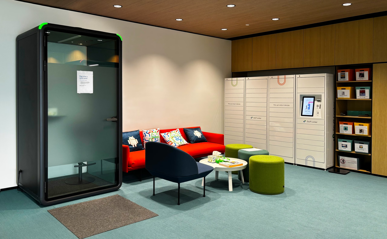 FocusPod Solo office phone booth installed in an open-plan Australian office