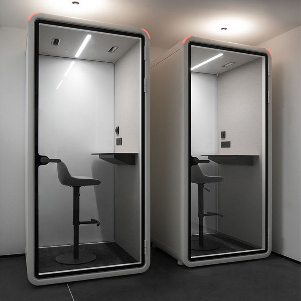 Soundproof meeting pod installed in an office interior