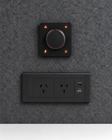 FocusPod Solo Plus power and control unit with rotary control, two Australian power outlets, USB-C and USB-A ports.