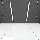 FocusPod Team ceiling detail showing two LED light strips and the modelled ventilation outlets.
